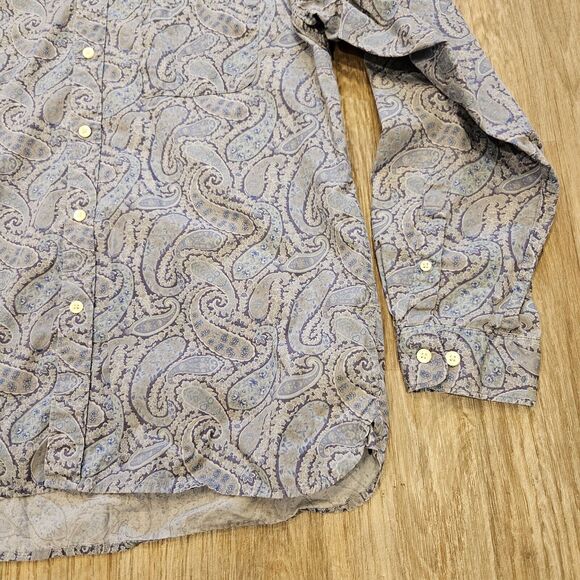Vtg GAP Paisley Print Button Up Shirt Mens M Blue Preppy Groovy Cotton Y2K 90s - Picture 3 of 8